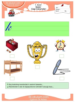 Çocuklar İçin K Sesi Çalışma Sayfaları 